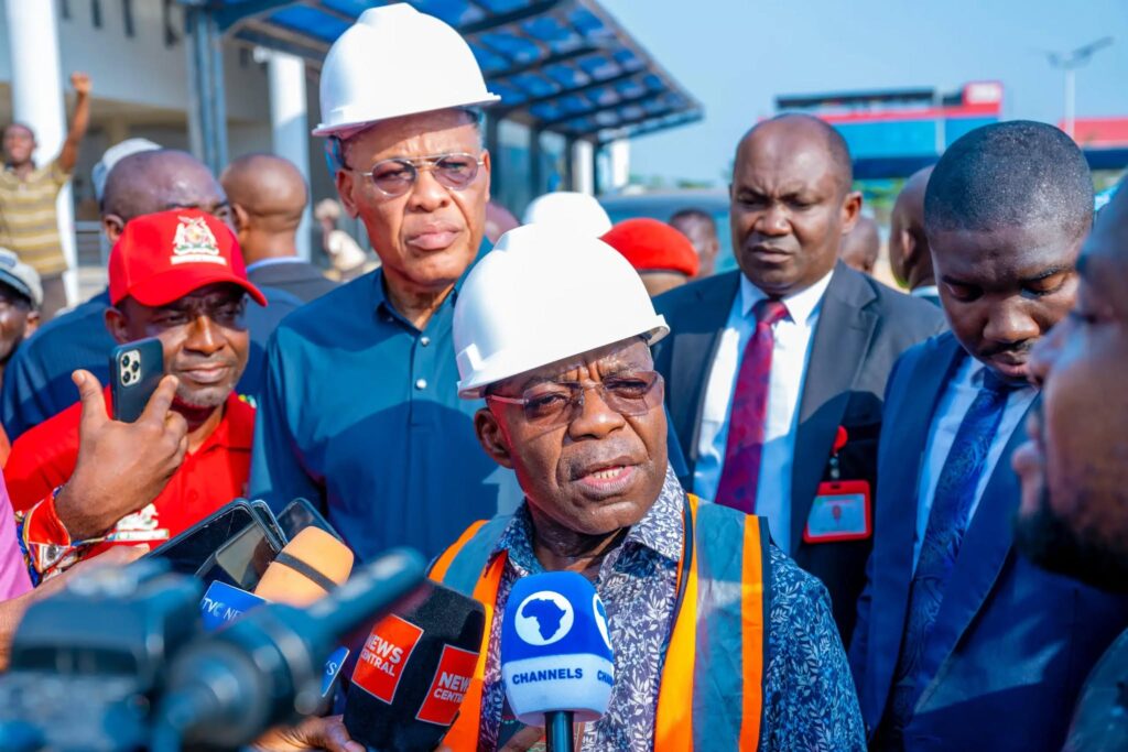 Otti Inspects Construction at Umuahia Central Bus Terminal Umuahia Central bus terminal